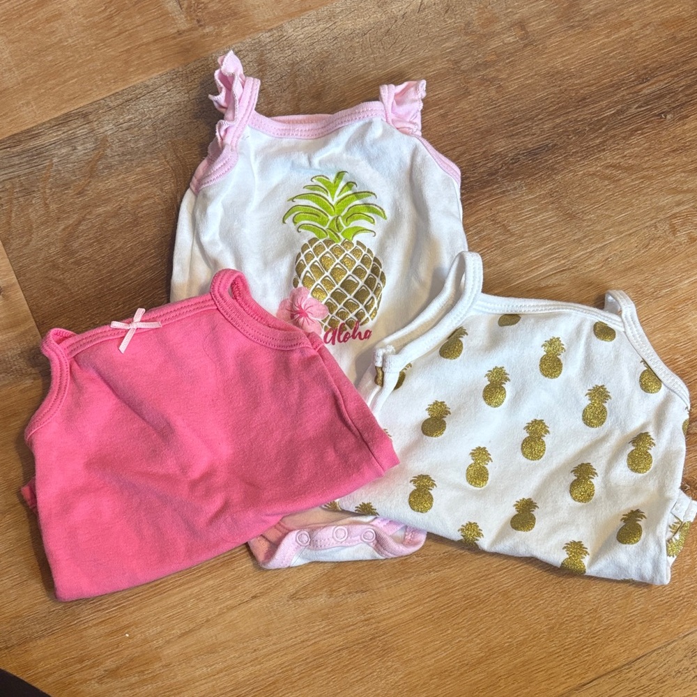 Pink and White Pineapple Bodysuit Set